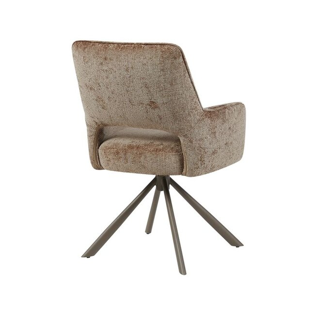 Label51 Eetkamerstoel Bergerac - Taupe - Chenille - Brons Metalen Frame