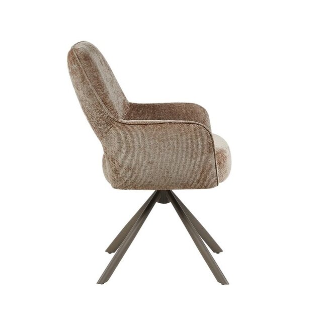 Label51 Eetkamerstoel Bergerac - Taupe - Chenille - Brons Metalen Frame