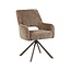 Label51 Eetkamerstoel Bergerac - Taupe - Chenille - Brons Metalen Frame