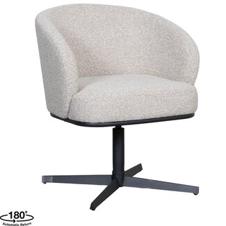 Label51 Eetkamerstoel Cannes - Naturel - Boucle - Zwart Metalen Frame