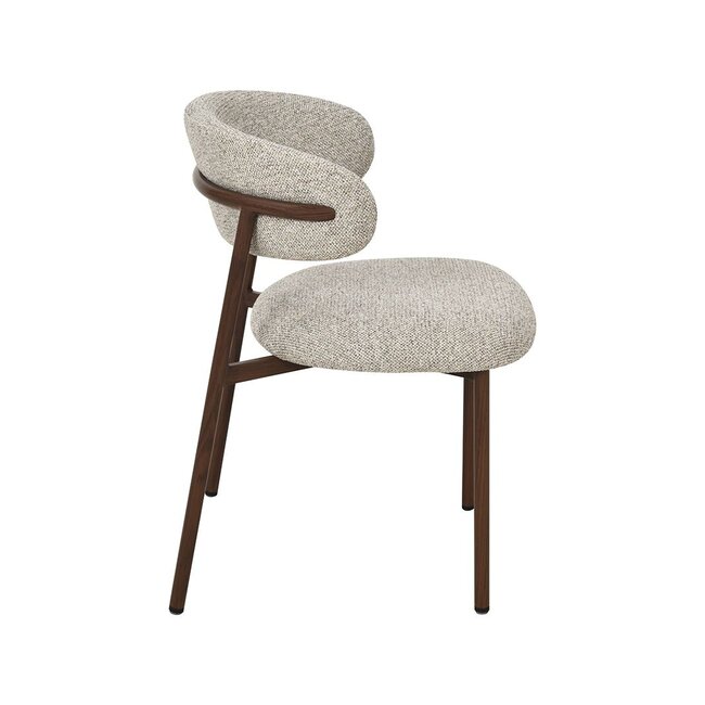 Label51 Eetkamerstoel Kaito - Beige - Walnootkleur Frame