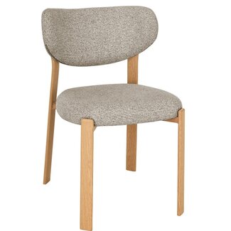 Label51 Eetkamerstoel Mika - Beige - Naturel Houtlook Metaal