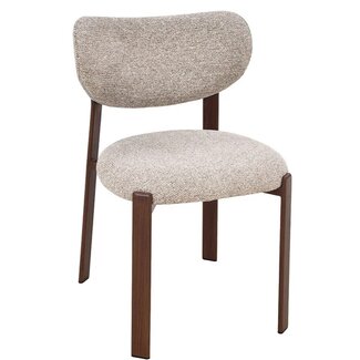 Label51 Eetkamerstoel Mika - Beige - Walnoot Houtlook Metaal