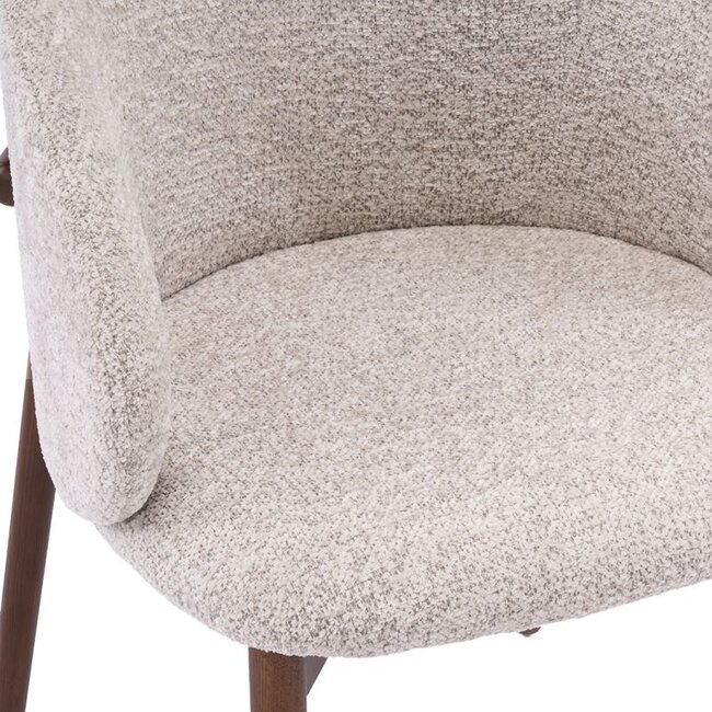 Label51 Eetkamerstoel Nagano - Beige - Walnoot Houten Frame