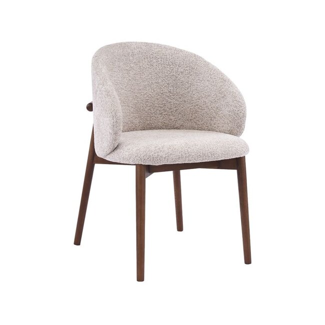 Label51 Eetkamerstoel Nagano - Beige - Walnoot Houten Frame