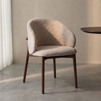 Label51 Eetkamerstoel Nagano - Beige - Walnoot Houten Frame