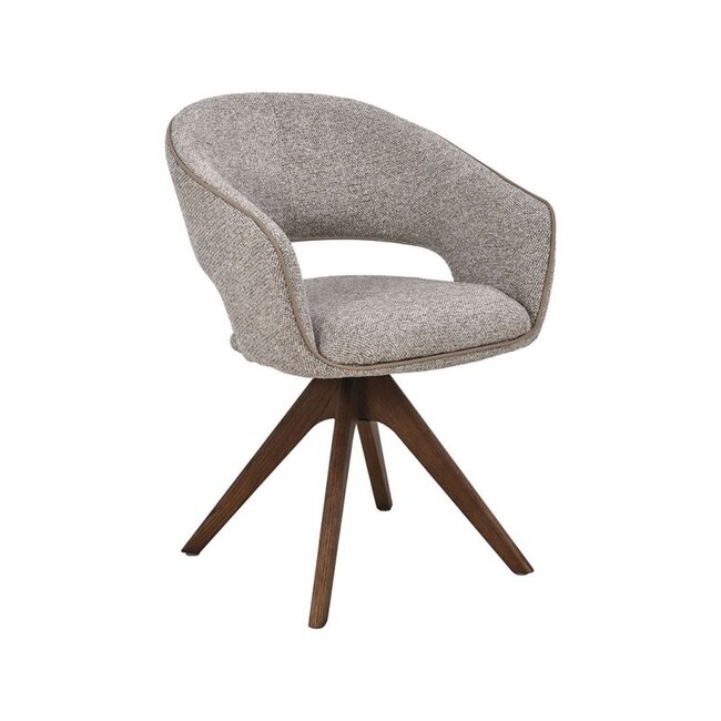 Label51 Eetkamerstoel Osuma - Beige - Walnoot Eikenhouten Frame