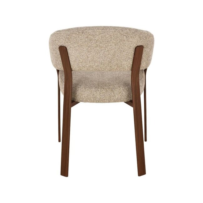 Label51 Eetkamerstoel Sato - Beige - Walnoot Houten Frame