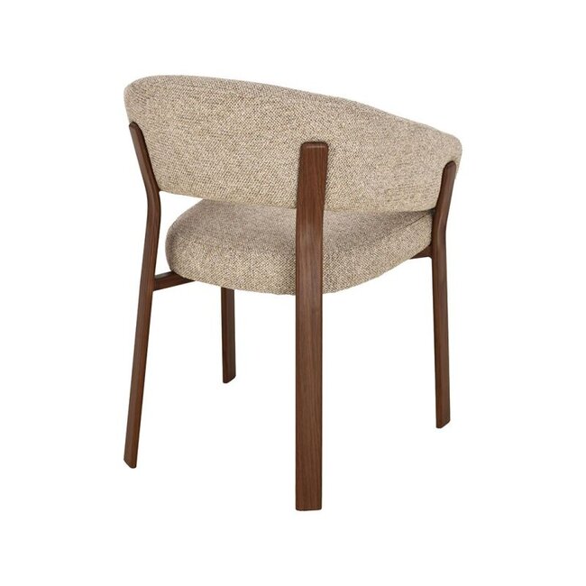 Label51 Eetkamerstoel Sato - Beige - Walnoot Houten Frame