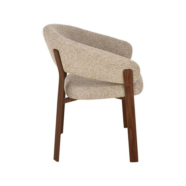 Label51 Eetkamerstoel Sato - Beige - Walnoot Houten Frame