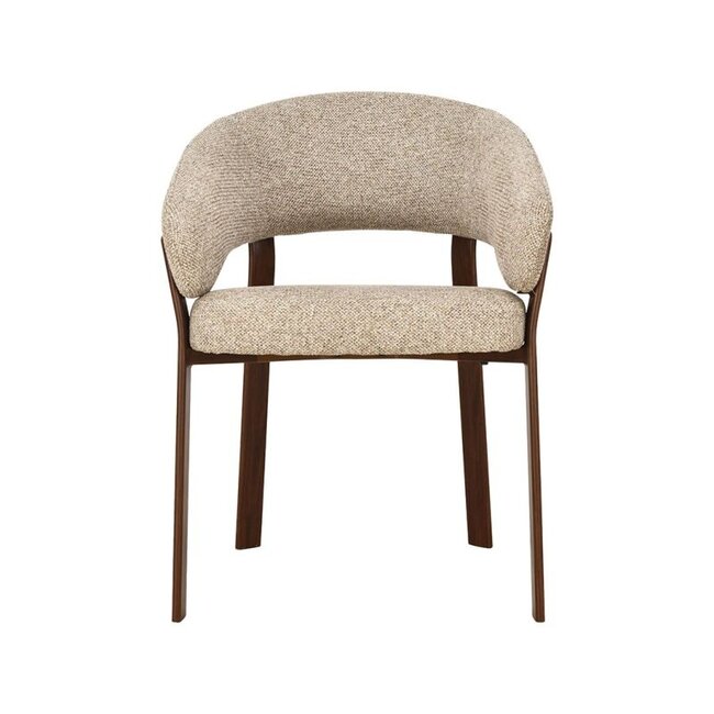 Label51 Eetkamerstoel Sato - Beige - Walnoot Houten Frame