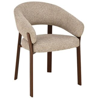 Label51 Eetkamerstoel Sato - Beige - Walnoot Houten Frame