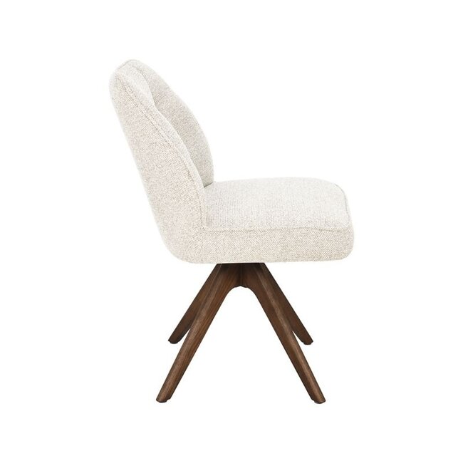 Label51 Eetkamerstoel Yuto - Beige - Geweven - Walnoot Eikenhout