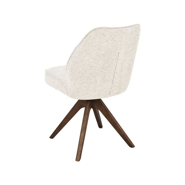 Label51 Eetkamerstoel Yuto - Beige - Geweven - Walnoot Eikenhout