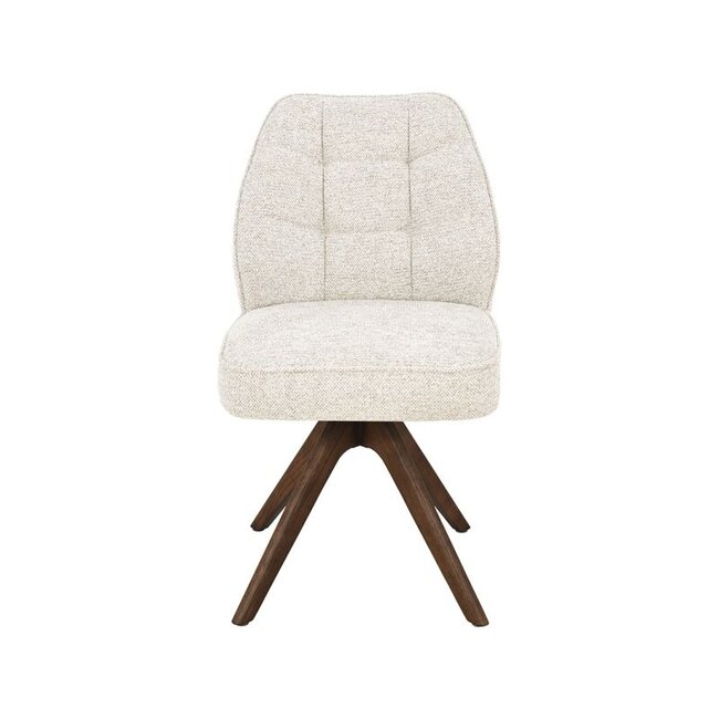 Label51 Eetkamerstoel Yuto - Beige - Geweven - Walnoot Eikenhout