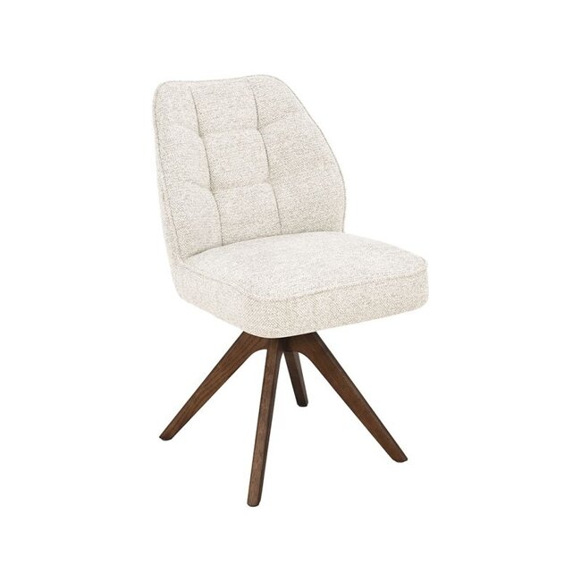 Label51 Eetkamerstoel Yuto - Beige - Geweven - Walnoot Eikenhout