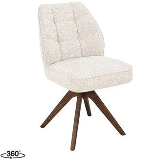 Label51 Eetkamerstoel Yuto - Beige - Geweven - Walnoot Eikenhout