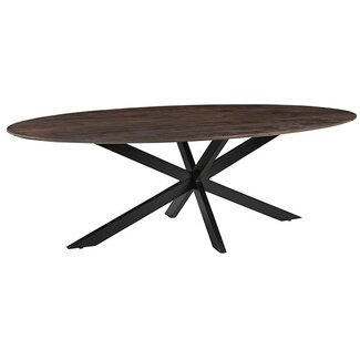 Label51 Eetkamertafel James - Espresso - Mangohout - 160 cm - Ovaal