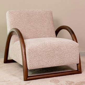 Label51 Fauteuil Viggo - Beige - Geweven - Walnoot Houten Frame