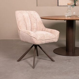 Label51 Eetkamerstoel Reims - Naturel - Haga - Brons Metalen Frame
