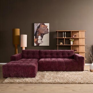 MySofa Ruby Hoekbank Paars Lounge Links + 2,5 zits Arm rechts