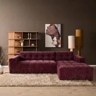 MySofa Ruby Hoekbank Paars 2,5 zits Arm links + Lounge rechts