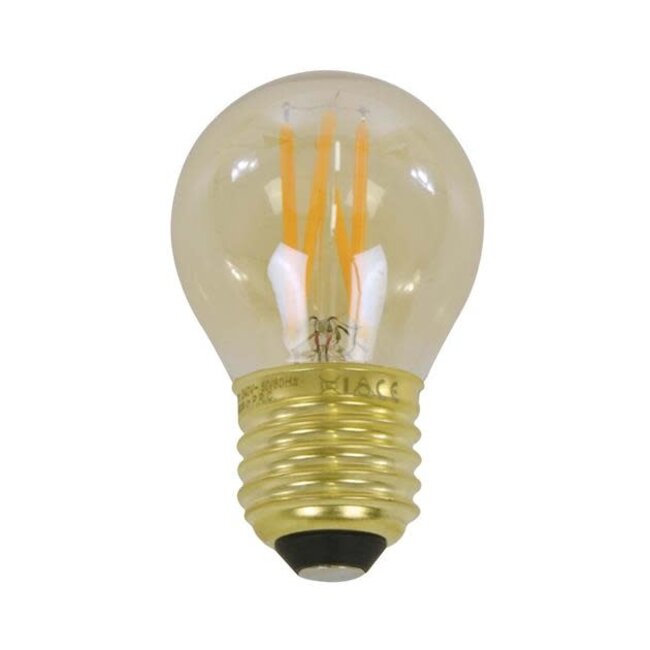 WoonStijl Lichtbron LED filament bol Ø4 5 - E27 4W dimbaar / Amberkleurig glas