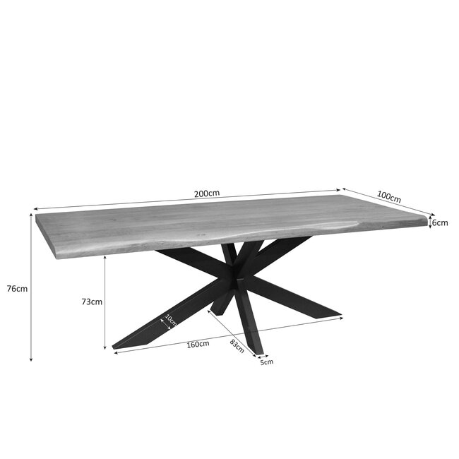 Starfurn Boomstamtafel Dakota Naturel Mangohout 200 cm