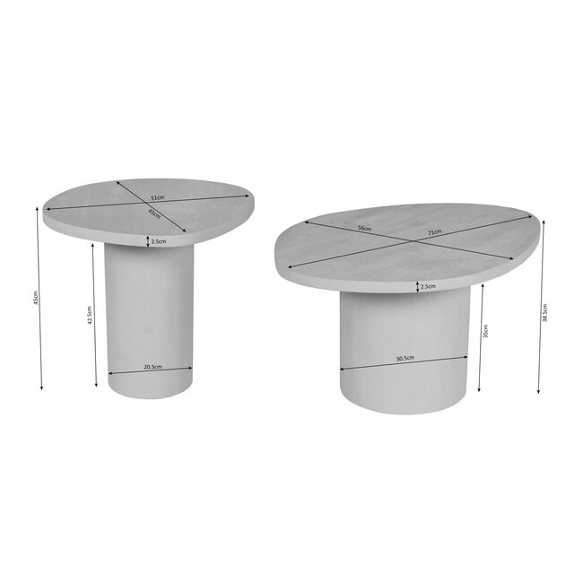 Starfurn Salontafel Mirre | Sand l Set van 2