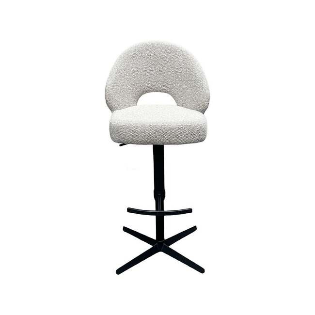 Label51 Barkruk Saint Tropez | Naturel Royal Boucle | Zwart Metaal