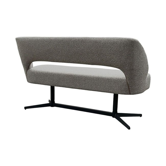 Label51 Eetkamerbank Saint Tropez 150 | Mushroom Royal Boucle | Zwart Metaal