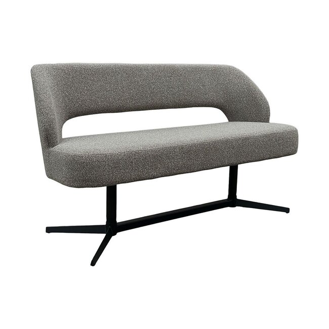 Label51 Eetkamerbank Saint Tropez 150 | Mushroom Royal Boucle | Zwart Metaal