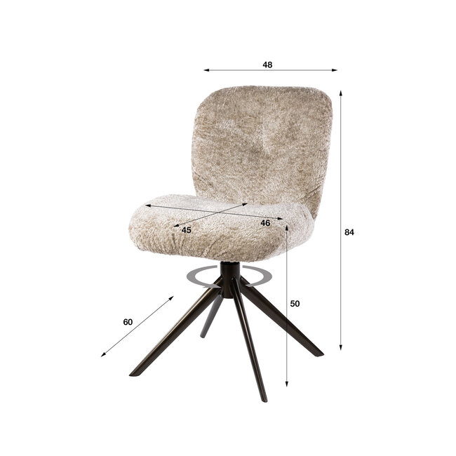 WoonStijl Stoel Comfort draaibaar Alura zand-bruin frame