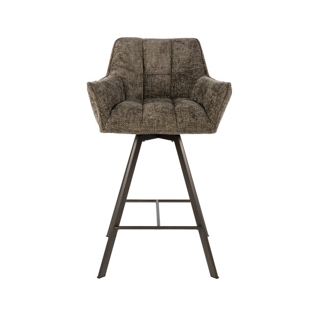 WoonStijl Barstoel raster draaibaar Rich Taupe - Bruin frame
