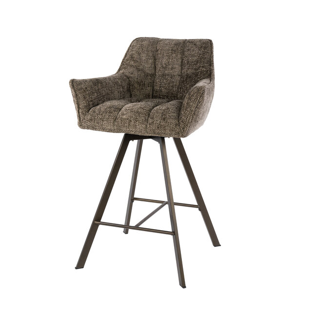WoonStijl Barstoel raster draaibaar Rich Taupe - Bruin frame