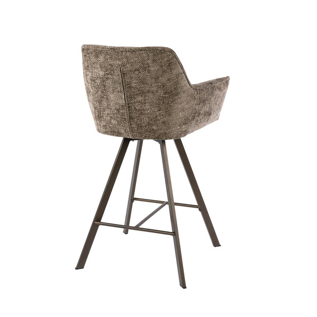 WoonStijl Barstoel raster draaibaar Rich Taupe - Bruin frame