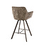 WoonStijl Barstoel raster draaibaar Rich Taupe - Bruin frame