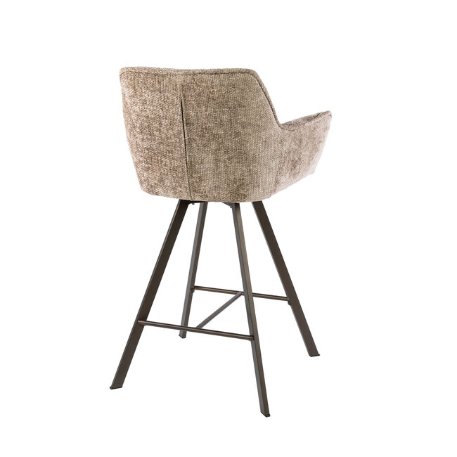 WoonStijl Barstoel raster draaibaar Rich champagne - Bruin frame