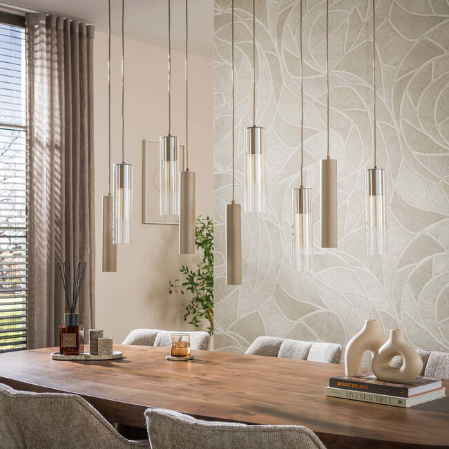 WoonStijl Hanglamp Lungo 5+4-lichts beige