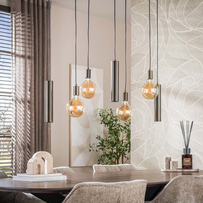 WoonStijl Hanglamp Senso 4+3-lichts Sienna bruin