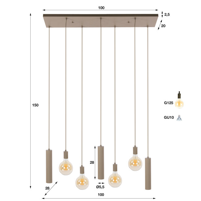 WoonStijl Hanglamp Senso 5+4-lichts Beige