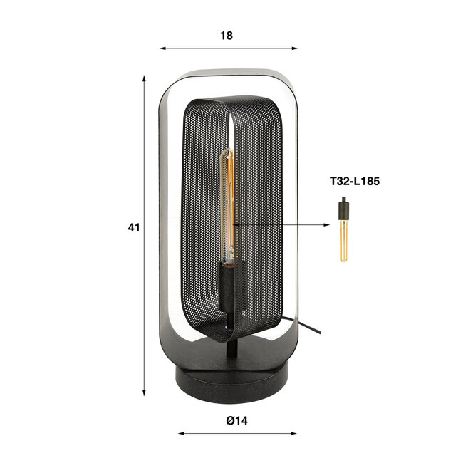 WoonStijl Tafellamp Mesh Rotate 1-lichts Artic zwart