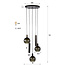 WoonStijl Hanglamp Sfera Tricolore getrapt 5-lichts Sienna bruin