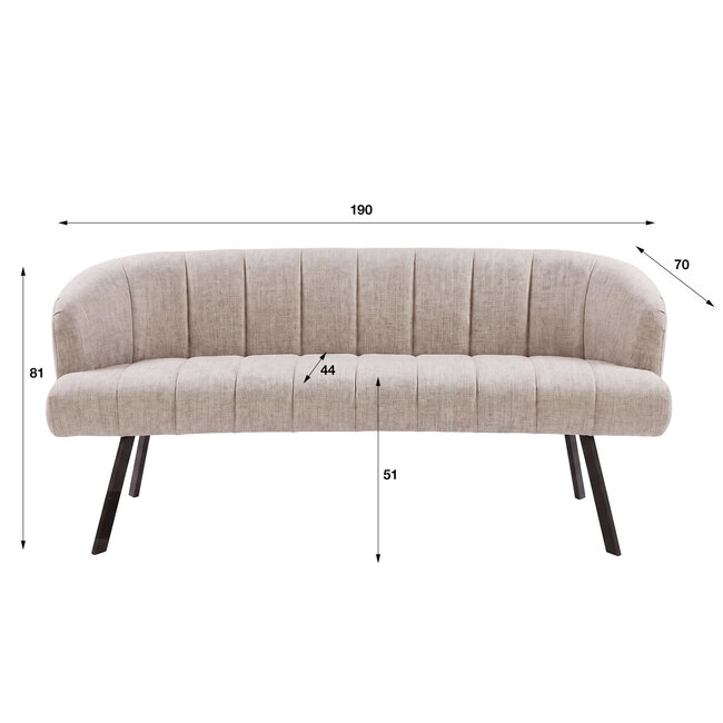 WoonStijl Eetkamerbank Oval Hoven zand - Frame bruin