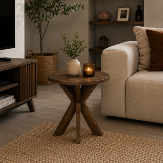 MySons Bijzettafel Gemini Ø50, Acacia Marron Bruin