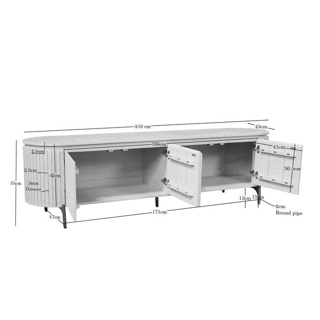 Starfurn Tv meubel Solana Bruin Mangohout 210 cm