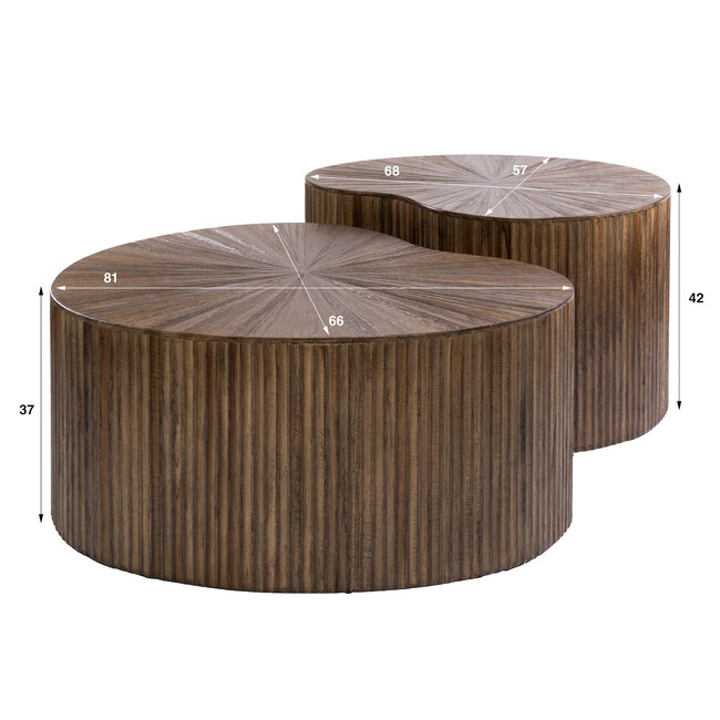 WoonStijl Salontafel Maya Teak niervormig set van 2 teak