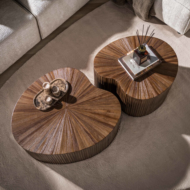 WoonStijl Salontafel Maya Teak niervormig set van 2 teak