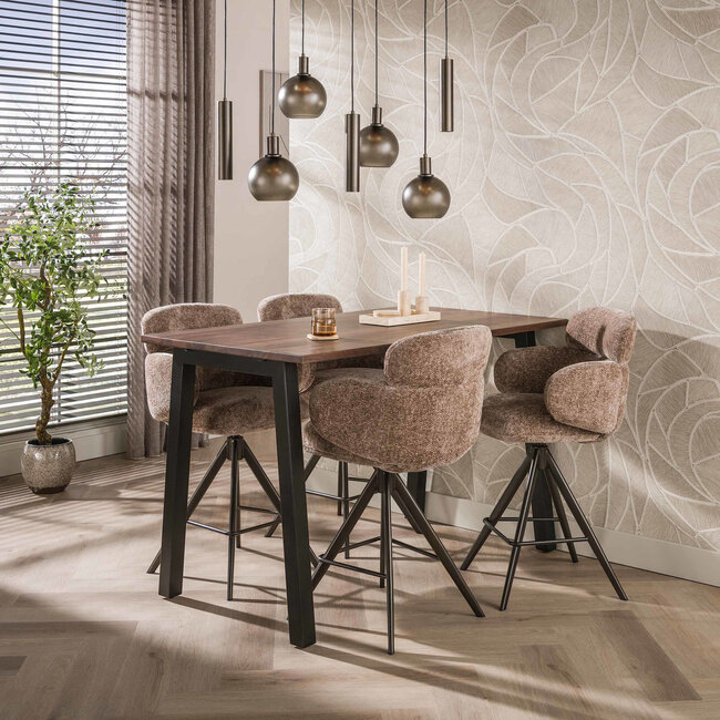 WoonStijl Barstoel Flex draaibaar Hoven champagne -  frame bruin