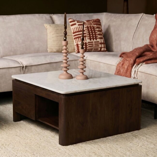 Starfurn Vierkante Salontafel Dallas Bruin Mangohout 80 cm